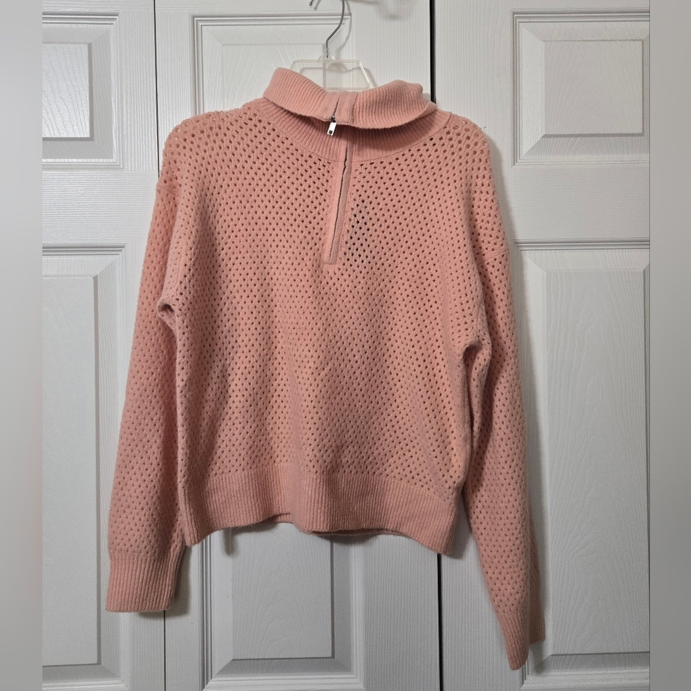 Pink Sweater Cowl Turtleneck With 1/2 Zip Design, Sz Small, Universal Thread NEW